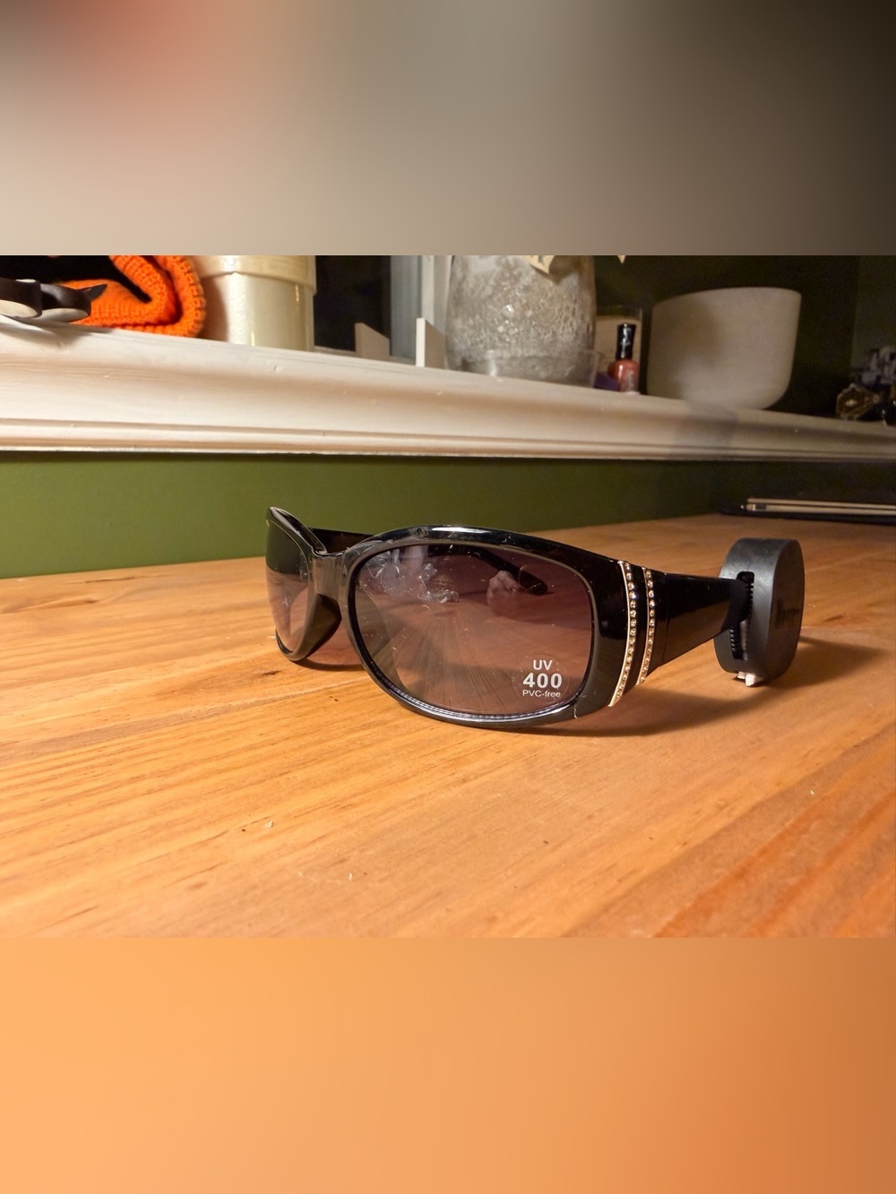 Black Women's Sunglasses with Rhinestone Accent